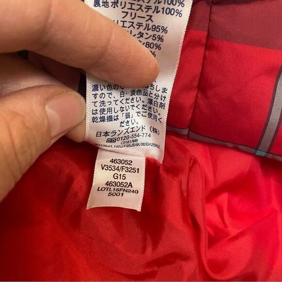 Lands End quilted puffer red blue plaid down filled winter vest girls M 10/12 - Picture 6 of 14